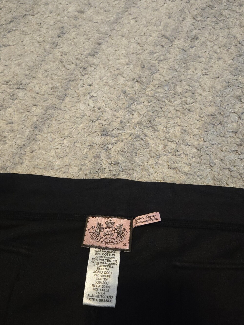 Juicy Couture Velour Track Pants XL Black Flare Wide Leg Snap Pocket Y2K Vintage - Picture 3 of 8